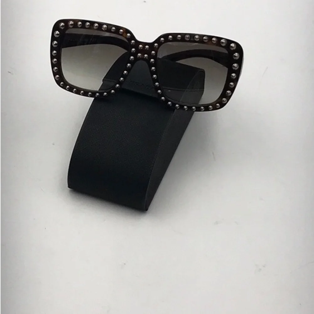 Prada Square Havana Studded Sunglasses